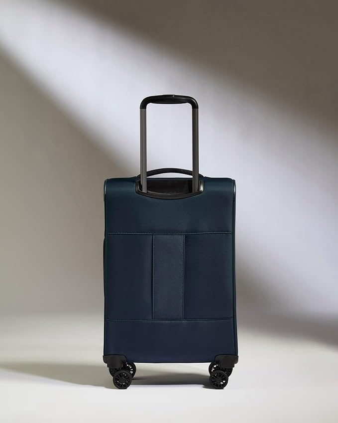 ANTLER - Soft Stripe Carry On Luggage 22x14x9 Airline Approved - Cabin Suitcase with Expander, Adjustable Handle, 4 Spinner Wheels, Lightweight, TSA Lock - Recycled Polyester Luggage - Indio Blue