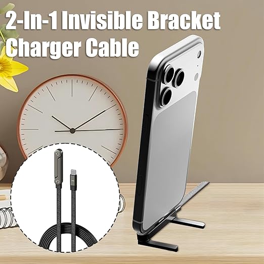 Invisible Stand Charging Cable, 2-in-1 Invisible Holder Charger Cable, 240W Fast Charging Cable with Stand, for Smartphones Tablets Laptops (USB A-Type C)
