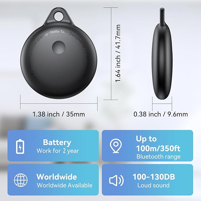 Smart Tags-4 Pack, Smart Bluetooth Tracker Work with Apple Find My, Key Finders and Find My Tracker, Game Changer Waterproof Smart Tag with Key Ring Tracker Tag for Keys/Luggage/Wallet etc