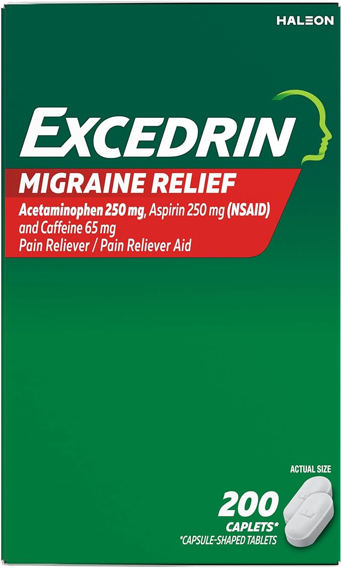 Excedrin Migraine Relief Caplets to Alleviate Migraine Symptoms - 200 Count