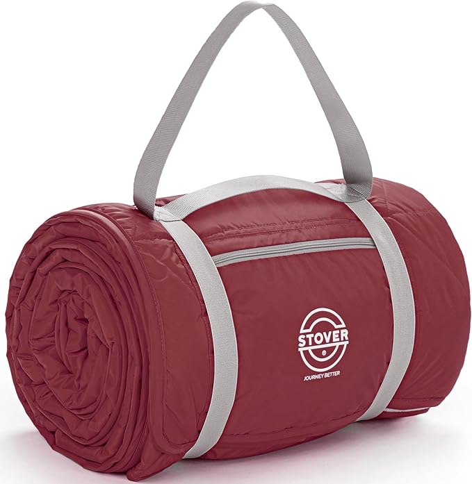 STOVER Large Waterproof Outdoor Stadium Blanket- Extra Thick Soft Fleece Camping Blanket for Travel, Picnics, Sports, Dogs 79"x55", Warm, Windproof, Sand-Proof, Lightweight, Packable (Varsity Crimson)