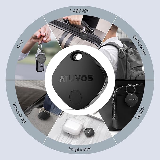 ATUVOS 2025 New Upgraded Dual System Air Tracker Tags-2 Pack, Compatible with iOS Apple Find My & Android Google Find Hub APP (Not for Huawei), Bluetooth Tracker for Keys, Luggage, Backpack, Suitcases