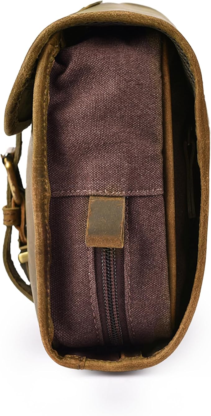 LEATHER VILLAGE Hanging Leather Toiletry Bag for Men – Handcrafted Vintage Premium Travel Dopp Kit with Waterproof Lining, Shaving Organizer and Shower Bathroom Essentials Case - Mud