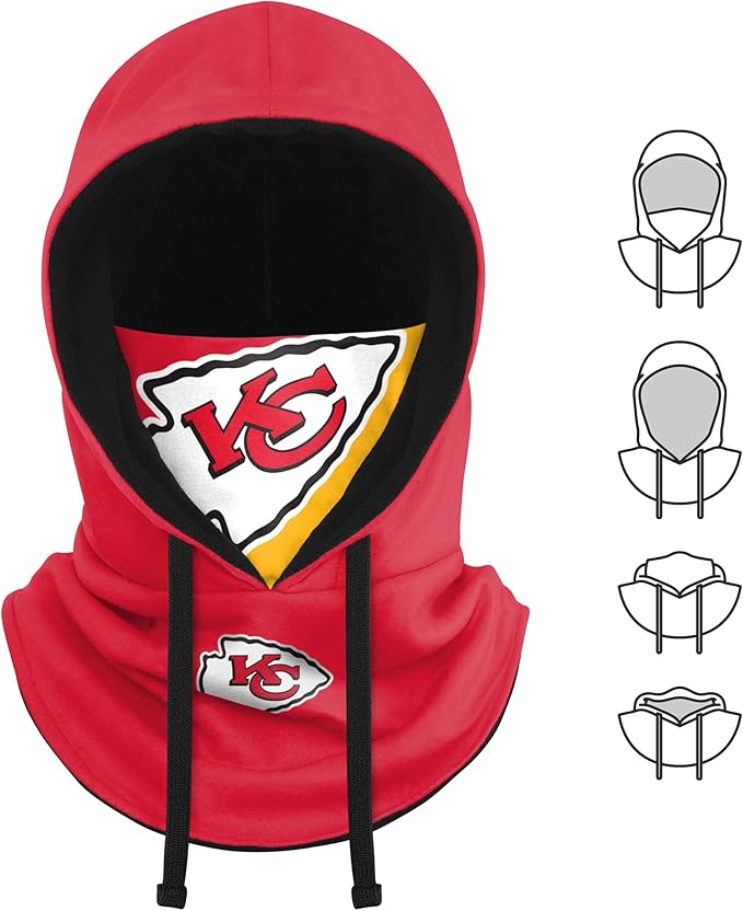 NFL Team Logo Team Color Drawstring Winter Cap Hooded Gaiter Balaclava Face Cover