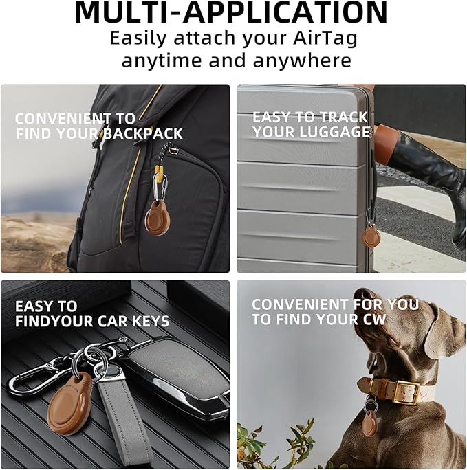 Waterproof Holder for AirTag Keychain Lock Case for Apple AirTags Keyring Durable Lightweight Cover for AirTag for Keys Kids Luggage Backpacks Pet Collar Black Coffe 4Pack