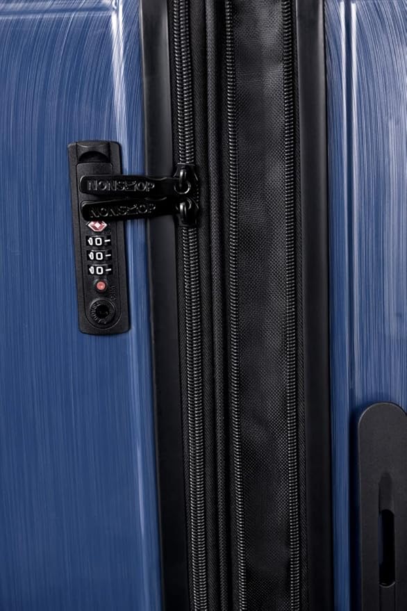 NONSTOP New York Elite Luggage Expandable Lightweight Spinner Wheels hard side shell Travel Suitcase Set, TSA Lock, Double USB Port, 3 packing cubes, Denim Blue, 3-piece Set (20/24/28)
