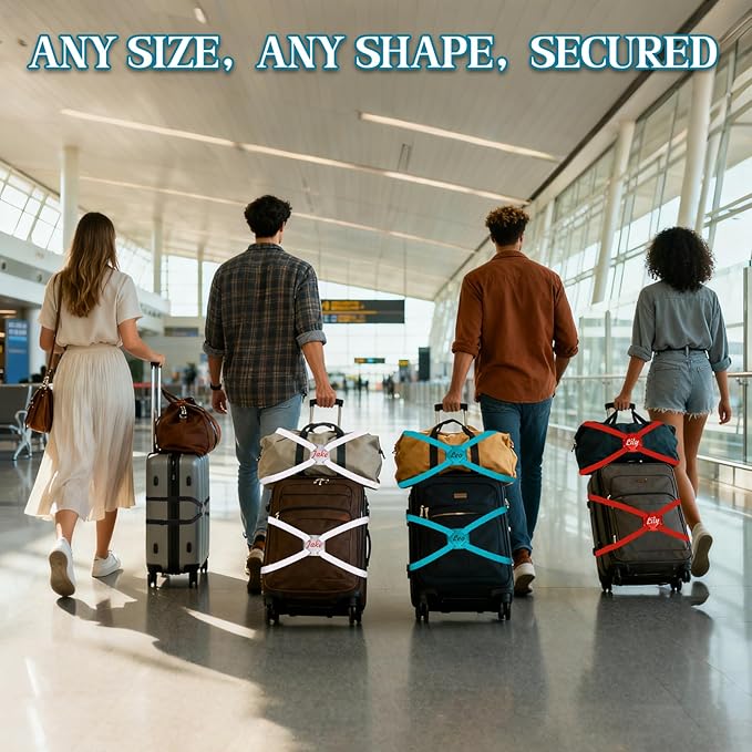 Personalized Luggage Straps Bag Bungee, 10 Pcs Custom Luggage Straps for Suitcases - Add a Bag Securely, Burst-Proof Elastic Travel Strap, High-Vis Luggage Connector Straps Adjustable 28"-95"