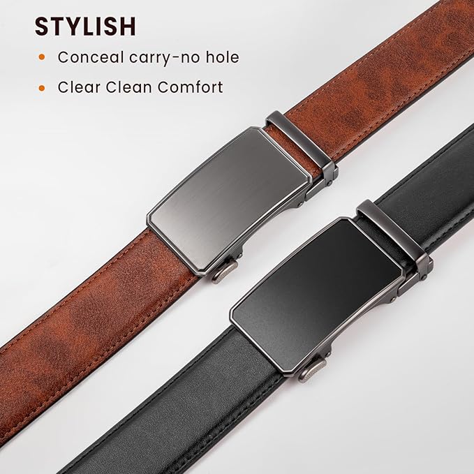 Zitahli Mens belt 2 Pack - Men Leather Belt Design for Work Business and Casual Golf Jeans-Men's Accessories Gifts for Men