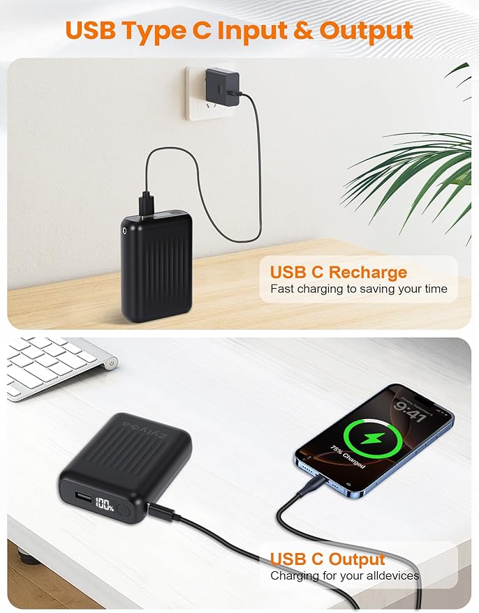 Heated Vest Battery Pack Replacement 18400mAh – 7.4V/5V Power Bank with LED Display Compatible with ORORO, Only for 7.4V Heated Apparel with DC 4.0mm Plug, Not for 12V Gear