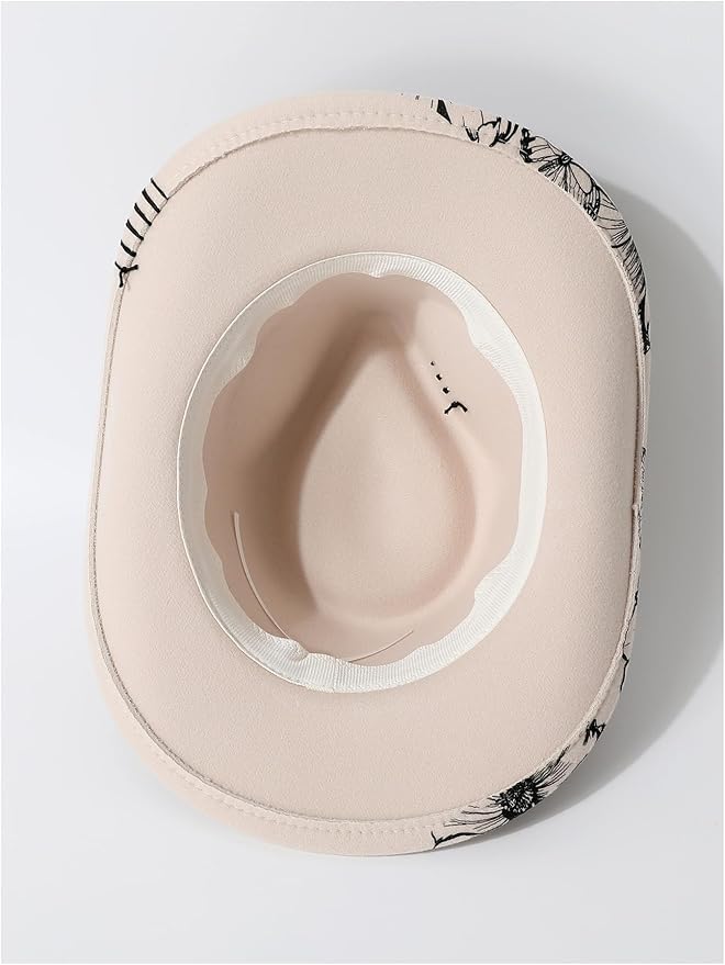 WDIRARA Women's Cowboy Hat Cow Print Western Cowgirl Hats Travel Vacation