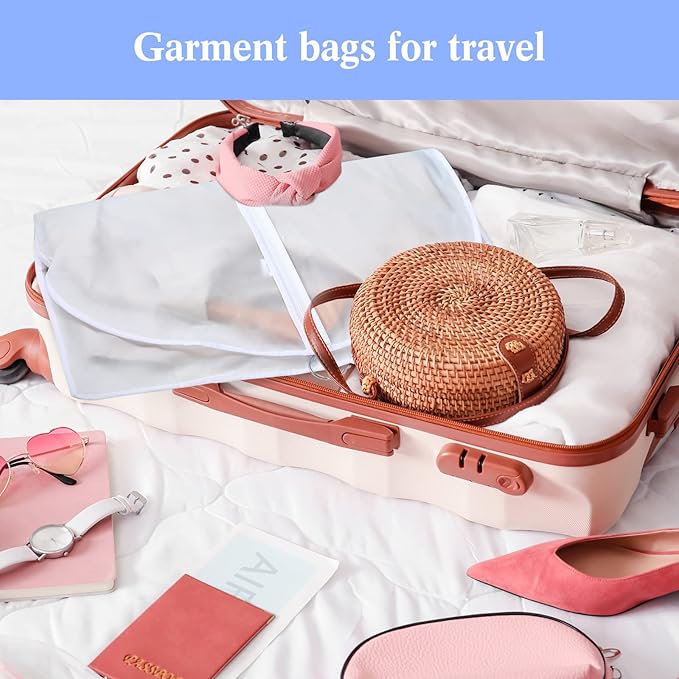 Chumia 25 Pcs Garment Bags for Hanging Clothes Storage, 24 x 32 Inch Clear Plastic Clothes Covers Dust Proof Suit Cover Dress Garment Bags with Full Zipper for Travel Closet Adult
