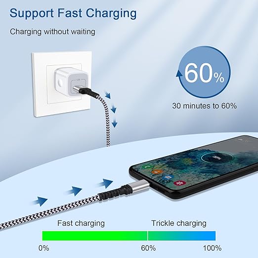 10FT Long USB A to USB C Charger Cable Fast Charging for iPhone 17 Pro Max 16e 16 Pro Max 16 Plus 15 Braided Type C Charger Android Power Cord for Samsung Galaxy S25 Ultra/S24/S23/S22/S21/A17/A16/A15