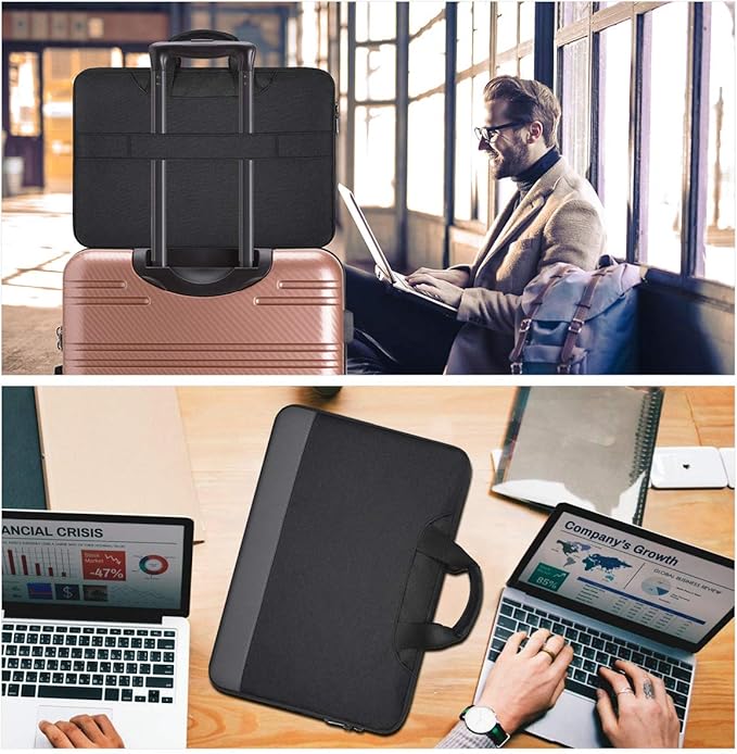 14 15 Inch Waterproof Laptop Sleeve Men Women TSA Briefcase for MacBook Pro 14 M5/M4/M3/M2/M1, Macbook Air 15 M4/M3, Dell Inspiron 14/XPS 15, Lenovo Acer HP ASUS Chromebook 14 Carring Case, Black
