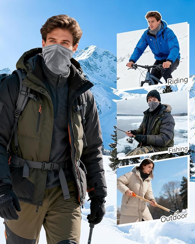 4 Pack Winter Neck Warmer, Neck Gaiter Ski for Men & Women, Soft Fleece Face Cover Mask Scarf for Cold Weather