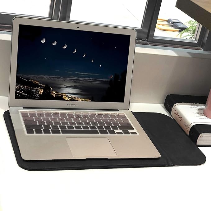 Allinside 13 inch Laptop Sleeve Case for MacBook Air 13 2018-2025/MacBook Pro 13 2016-2022, Waterproof PU Leather Laptop Sleeve Bag Protective Vertical Case Cover, Black