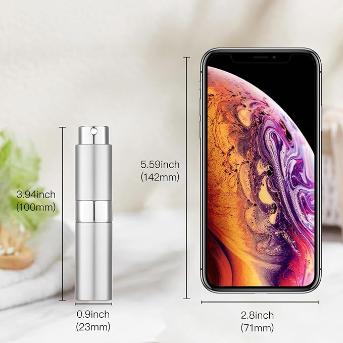 Tekson 8ml Travel Perfume Atomizer Refillable, Mini Cologne Spray Bottle Empty, Small Aftershave Portable Sprayer for Liquid Dispenser (Sliver&Blue)