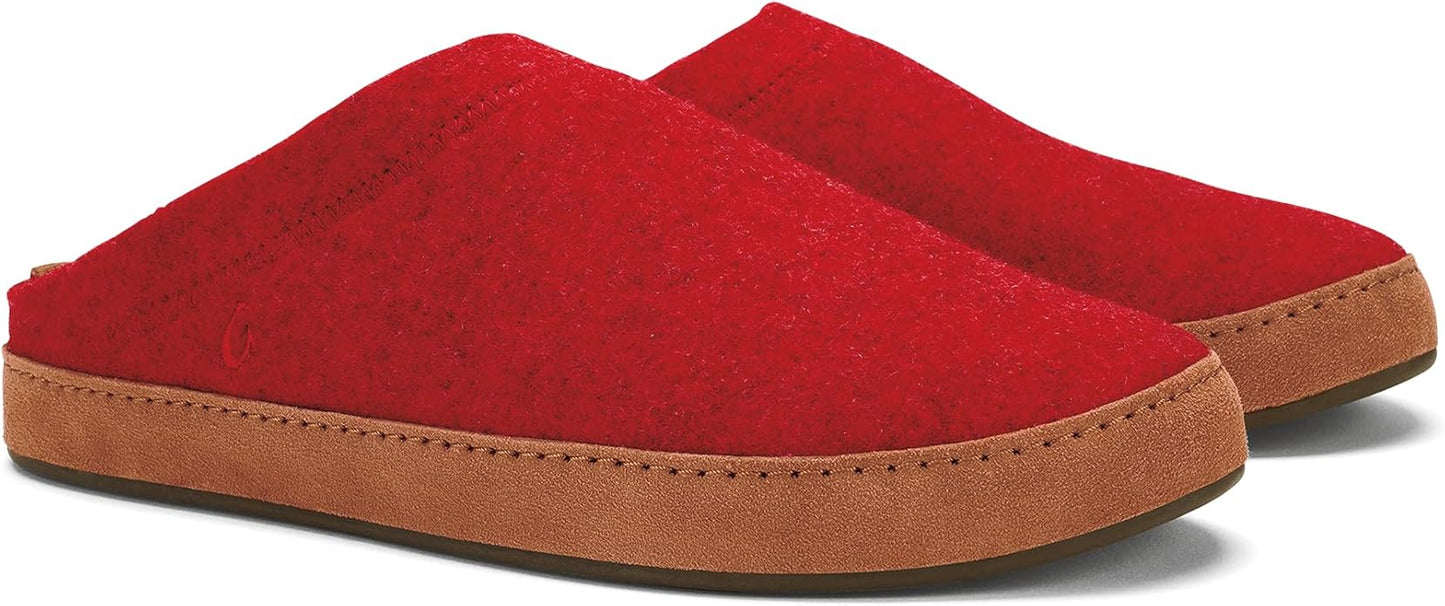 OLUKAI Hamani Hulu Men's Wool Mule Slippers, Soft & Comfortable Slippers with Premium Materials, Sheepskin Shearling & Italian Felt, All-Day Wear