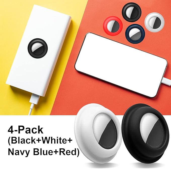 Aimtel Case Compatible with Apple Airtags Case Air Tag Holder Cover Airtag Sticker Stick on Adhesive Mount Silicone for Air Tags Case 4 Pack