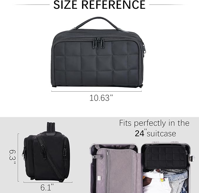 Travel Makeup Bag Large Capacity Cosmetic Organizer Bag for Women,Flat-Opening Make Up Case Travel Bag Waterproof Toiletry Bag for traveling,Toiletries,Essentials,Accessories,Black