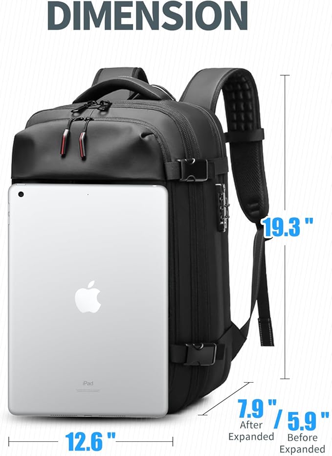 Kuvictewl Vacuum Backpack for Travel, 60L Expandable Travel Backpack with Vacuum Compression Seal System, Water Resistant, TSA Lock, Carry-On Suitcase Luggage - Pump Included