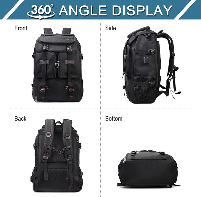 Travel Backpack for Men Laptop Backpack Fit 16 inch Carry-on Airline Approved Casual Daypack Work Business Rucksack,Black