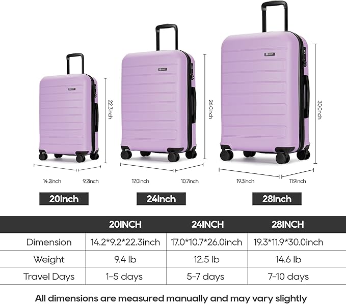 GinzaTravel Hardside Spinner, 28-inch Anti-scratch Purple Suitcase Luggage with Wheels