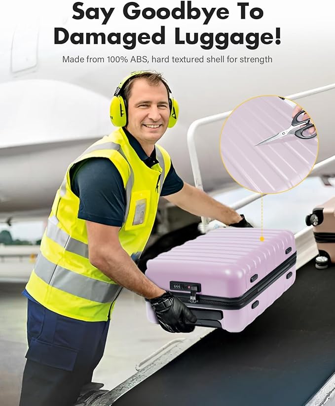 Lekesky 16 Inch Underseat Carry On Luggage Airline Approved, Small Hard Shell Suitcase with TSA Lock Spinner Wheels, Lightweight Personal Item Carry-On for Travel, Purple