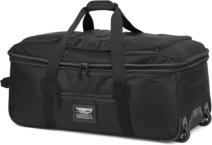 Extra Large Rolling Travel Duffle Bag with Wheels Shoes Compartment Wet Pocket 85-100L Big Expandable Duffel Bag for Men Women Heavy Duty Foldable Collapsible Luggage Camping, Black