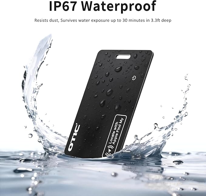OTIC Wallet Tracker Card, Ultra-Thin 1.7MM Rechargeable Finder, Up to 10-Month Use, Works with Apple Find My (iOS), Locator for Wallet, Luggage, Passport, IP67 Waterproof, 1 Pack
