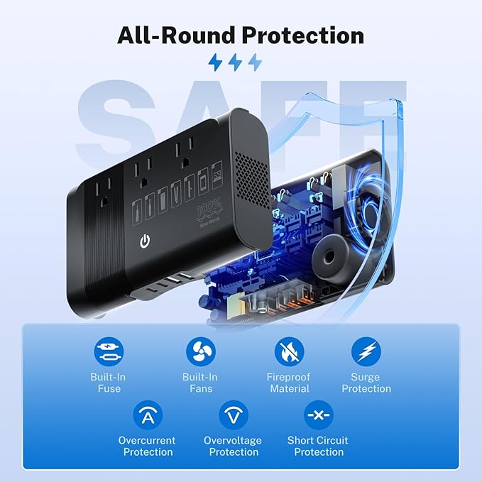 DOACE 500W Pure Sine Wave Voltage Converter, 220V to 110V European Travel Plug Adapter Converter, International Travel Transformer for US to Europe,UK, AU, EU, IT for Hair Straighteners Cameras