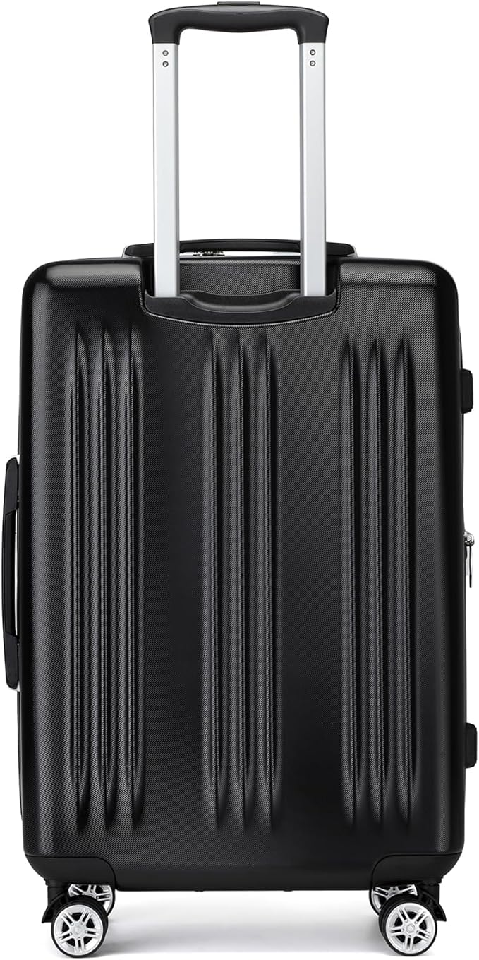Kono Lightweight 28 Inch Expandable Luggage with Quiet Spinner Wheels TSA Lock, Scratch and Drop Resistant PC+ABS Hardside Durable Large Checked Suitcase, Black