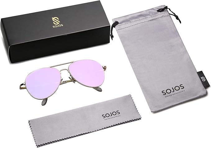 SOJOS Classic Aviator Sunglasses for Women Men Metal Frame Spring Hinges SJ1030
