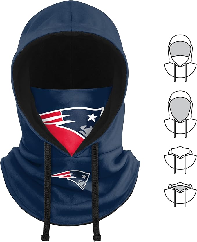 NFL Team Logo Team Color Drawstring Winter Cap Hooded Gaiter Balaclava Face Cover