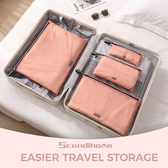 Packing Cubes for Travel Ultralight Luggage Organizer Bag Durable Travel Bags Waterproof Zipper Suitcase Bags Set for Travel Accessories and Essentials (4 Pack)(Pink)