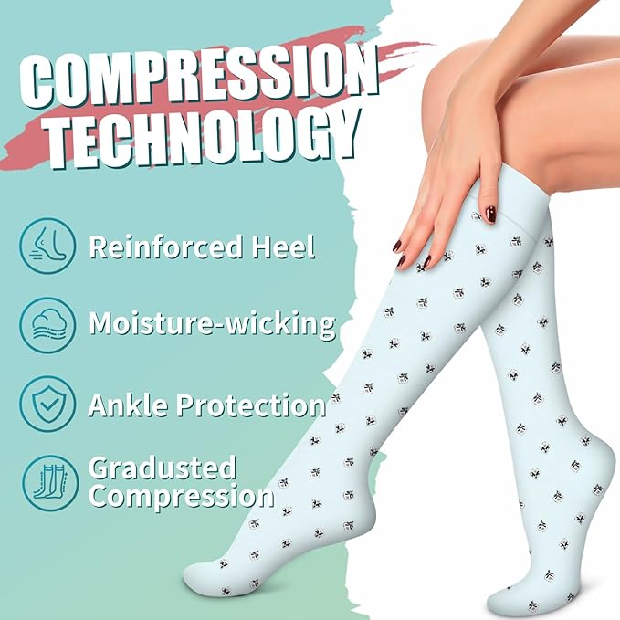 BLUEENJOY Copper Compression Socks for Women & Men (6 pairs) - Best Support for Nurses, Running, Hiking, Recovery