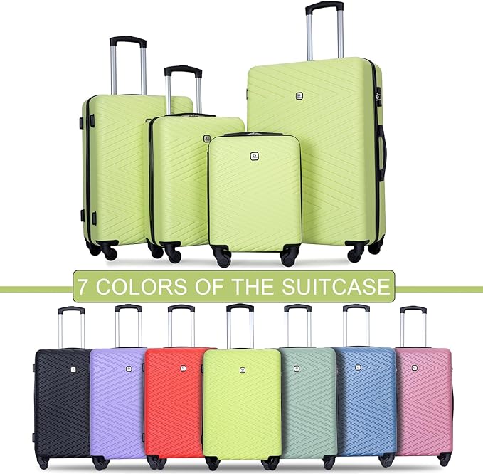 4-Piece Hardside Luggage Set with TSA Lock, Lightweight ABS Suitcases With Spinner Wheel, 16/20/24/28 inch, Chartreuse