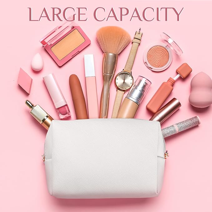 Cunno 100 Pcs Makeup Bags Bulk PU Leather Cosmetic Pouch Christmas Small Pouch Bag DIY Toiletry Bags Preppy Aesthetic Travel Storage Organizer for Women Travel Christmas Party Gift(Pink,White)