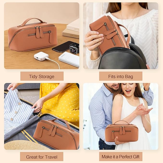 Electronic Organizer Accessory Tech Pouch Water Resistant Travel Bag for MacBook Charger, Cables, Power Bank, Hard Drive, Cords Storage,with Removable Card Slots for Memory Card(brown)