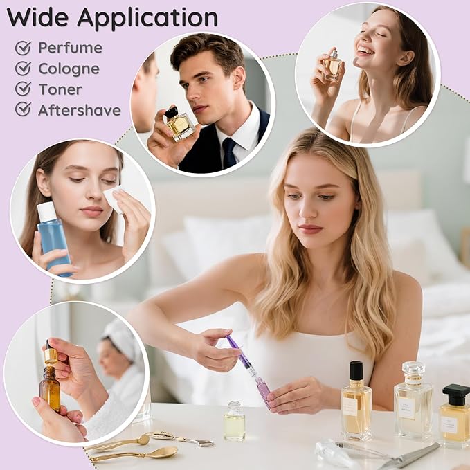 Segbeauty 8pcs 5ml Perfume Refill Tool Kit, Perfume Funnel Refill Dispenser Pump Dropper for Sprayer Atomizer, Plastic Purple Decants for Perfumes Transfer Tool Set 0.17oz, Cologne Making Kit Supplies