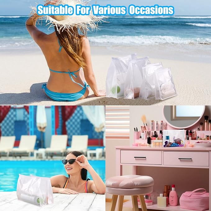 50 PCS Mini Clear Makeup Bag,Small Clear Zipper Pouch Travel Bag for Toiletries Plastic Cosmetic Organizer Waterproof,for Swimsuit Bikini Travel Vacation(5.9 x 5.1 x 1.4 Inch)
