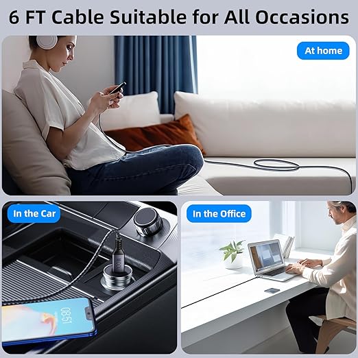 USB C to USB C Cable, 2 Pack 6.6FT, 100W PD 5A QC 4.0 Fast Charging Cord, Nylon Braided Type C Charger Cord for iPhone 17 Air/16 Pro Max MacBook iPad Samsung S25 Ultra S24 S23 (Black)
