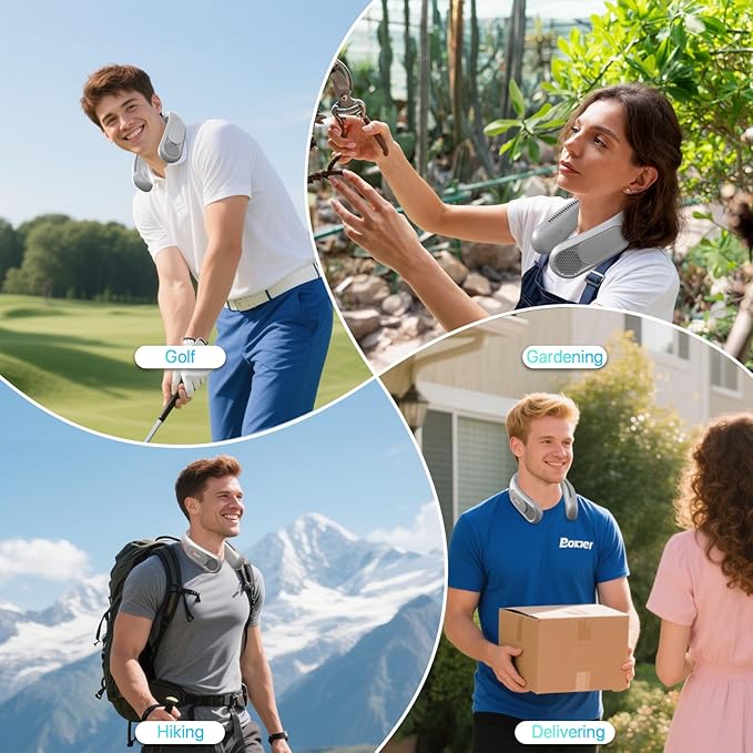 Hotsales Neck Fan, Hands Free Bladeless Neck Fans Portable Rechargeable, 6000 mAh Battery Operated Wearable Personal Fan, Cooling Neck Fan, 3 Speeds, USB Fan Gifts for Men, Women, Travel, Outdoor