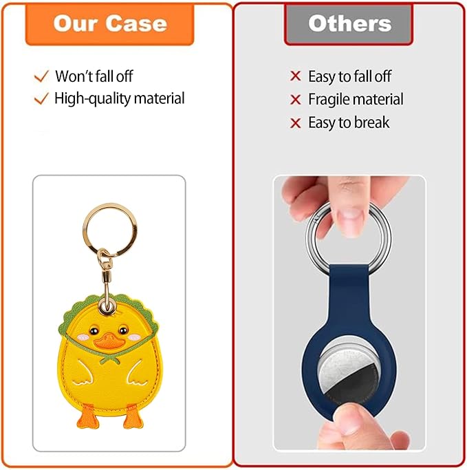 Leather Keychain Case Holder Compatible with Apple AirTag, GPS Airtag Keychain Finder Tracker with Key Ring, Anti-Scratch Protective Air Tag Cover