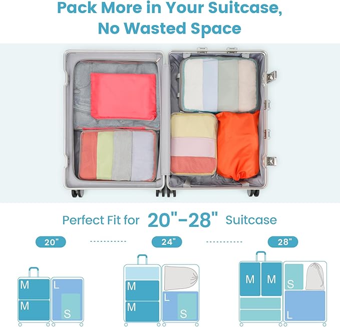 Cambond Compression Packing Cubes for Travel Women - Expandable Travel Bags Luggage Organizers Travel Essentials Compression Cubes for Travel Carry on Suitcases Organizer