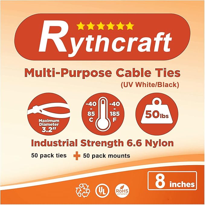 50 Pack 1.5 inch Zip Tie Adhesive Mounts Self Adhesive Cable Tie Base Holders with Multi-Purpose Tie wire clips with screw hole,Anchor stick on wire holder with 8 inch zip ties(Black&White)
