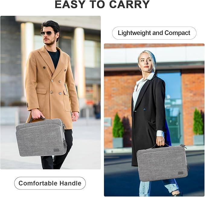 18.5 Inch Portable Monitor Case, 18.5 inch Laptop Protective Carrying Cover with PU Handle, Large Accessory Pocket and Water Resistant for Travel Monitor Bag Display Screen Sleeve, Gray
