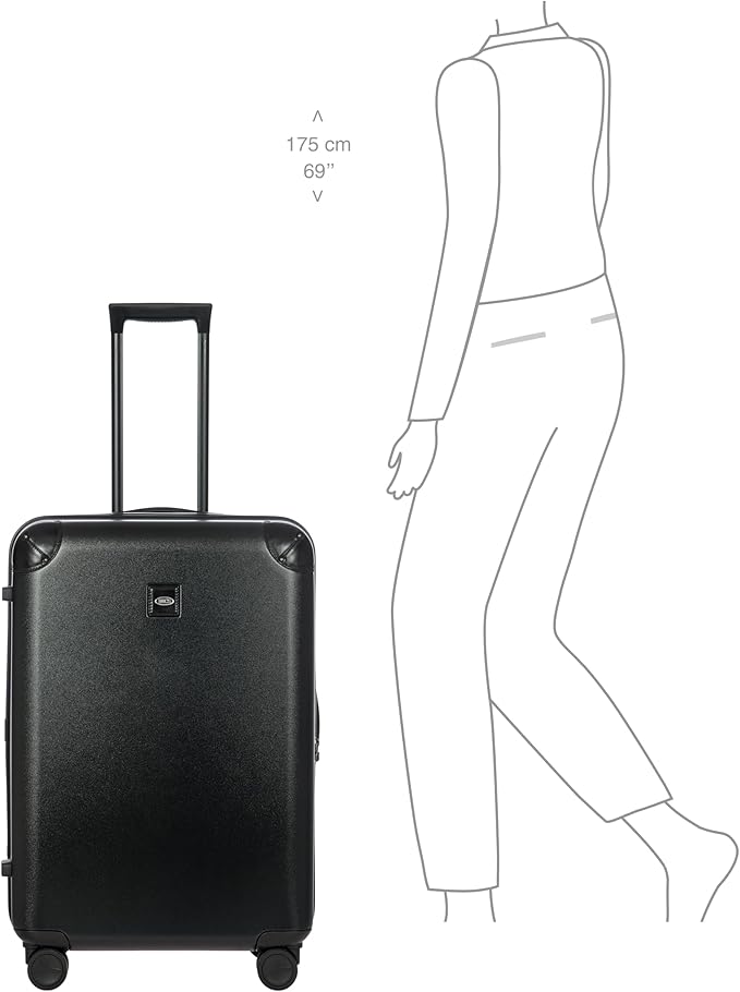 Bric's Amalfi Lightweight Hard Shell Suitcase – Expandable Checked Luggage with Water-Repellent Zip, Smooth 360° Wheels & TSA Lock - 27 Inch, Black