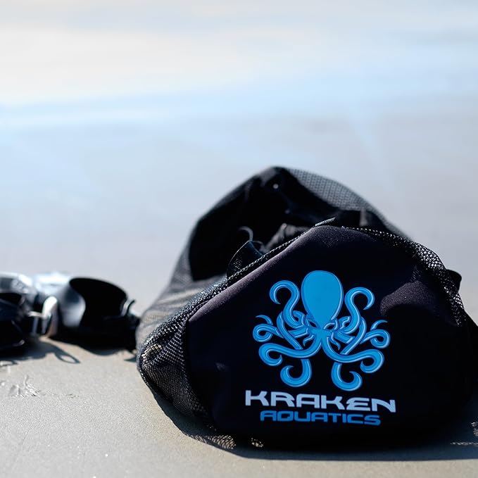 Kraken Aquatics Mesh Duffle Bag with Shoulder Strap | Large Dive Bag for Scuba Diving Gear, Snorkeling, Freediving, Spearfishing, Swimming & Beach | Heavy-Duty Mesh Duffel Bag for Quick Drying