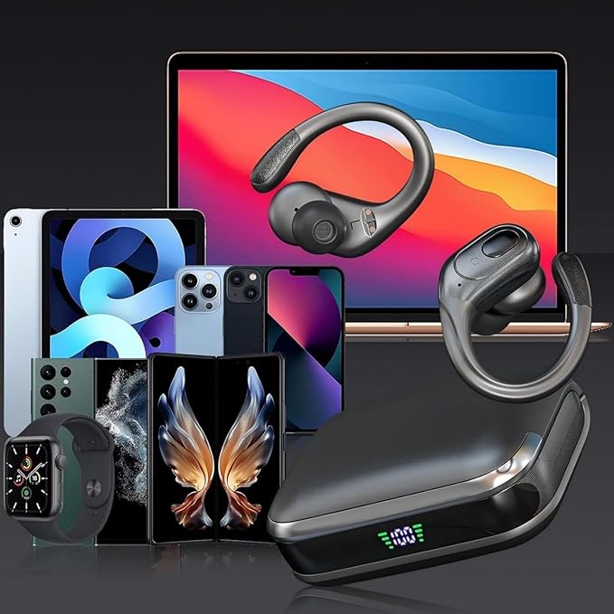 Wireless Earbuds, Sports Bluetooth Headphones, 75Hrs Playtime Ear Buds with LED Power Display, Noise Canceling Headset, IPX7 Waterproof Earphones for Workout/Running