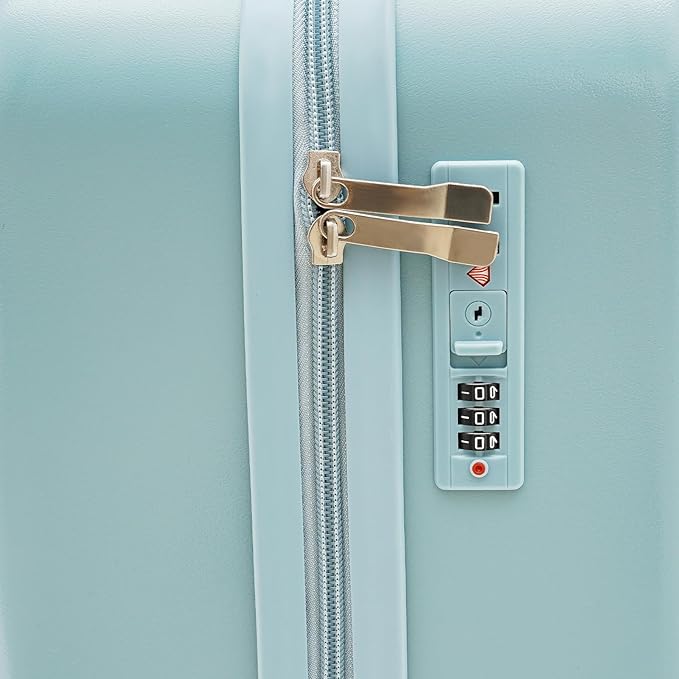 18-Inch Kids Ride-On Suitcase - Cute Lightweight Trolley Luggage with 4 Silent Spinner Wheels & Lock for Travel - Perfect for Ages 3-6 (Sky Blue)